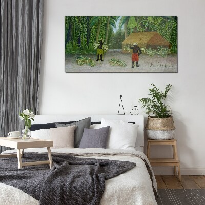 Bild aus glas Bananenernte in einer tropischen Landschaft