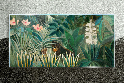 Glasbild Geheimnisvoller Wald mit wilden Tieren