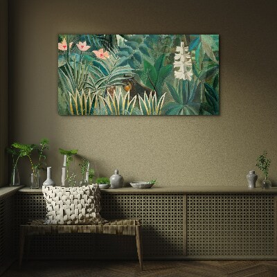 Glasbild Geheimnisvoller Wald mit wilden Tieren