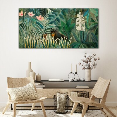 Glasbild Geheimnisvoller Wald mit wilden Tieren