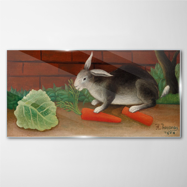 Bild auf glas Hase mit Karotten