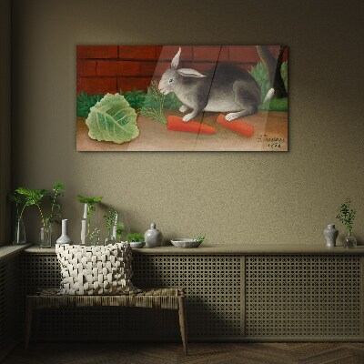 Bild auf glas Hase mit Karotten