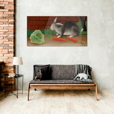 Bild auf glas Hase mit Karotten