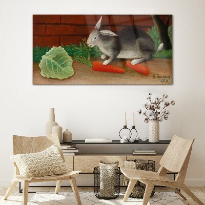 Bild auf glas Hase mit Karotten