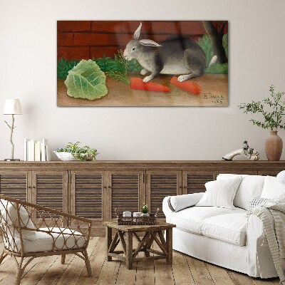 Bild auf glas Hase mit Karotten