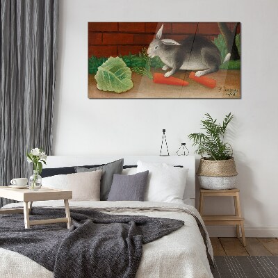 Bild auf glas Hase mit Karotten