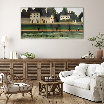 Glasbild Fischjäger am Fluss