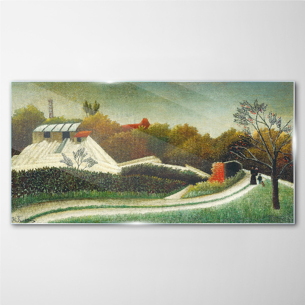 Glasbild Landschaft mit Bäumen