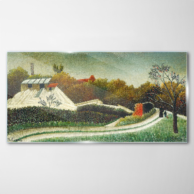 Glasbild Landschaft mit Bäumen
