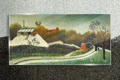 Glasbild Landschaft mit Bäumen