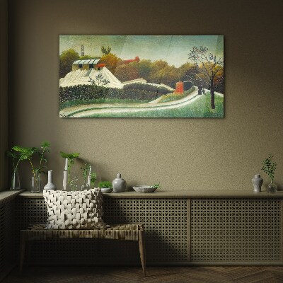 Glasbild Landschaft mit Bäumen