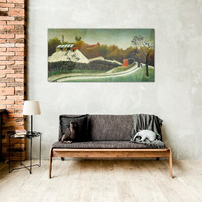 Glasbild Landschaft mit Bäumen