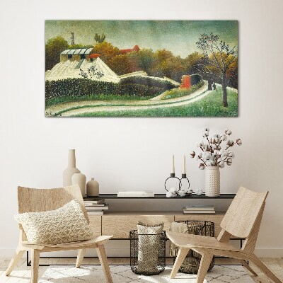 Glasbild Landschaft mit Bäumen