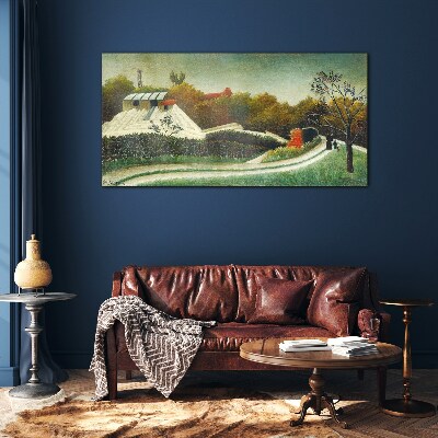 Glasbild Landschaft mit Bäumen