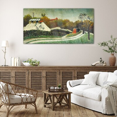 Glasbild Landschaft mit Bäumen