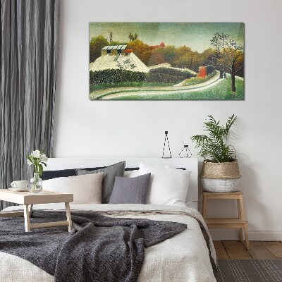 Glasbild Landschaft mit Bäumen