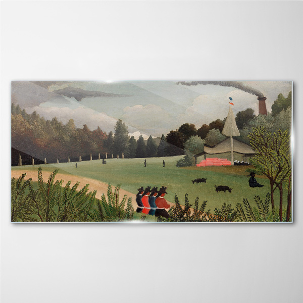 Bild auf glas Grüne Landschaft mit Figuren