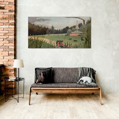 Bild auf glas Grüne Landschaft mit Figuren