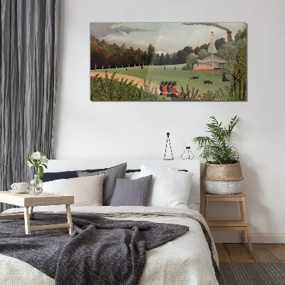 Bild auf glas Grüne Landschaft mit Figuren