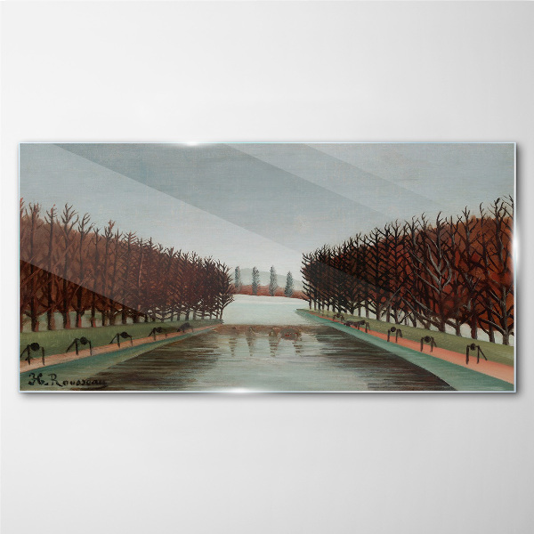 Glasbild Winterlandschaft mit einem Fluss