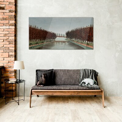 Glasbild Winterlandschaft mit einem Fluss