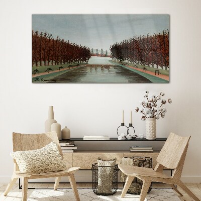 Glasbild Winterlandschaft mit einem Fluss