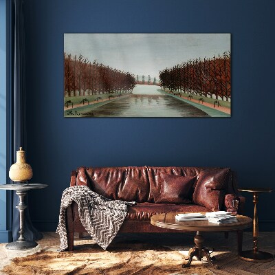 Glasbild Winterlandschaft mit einem Fluss