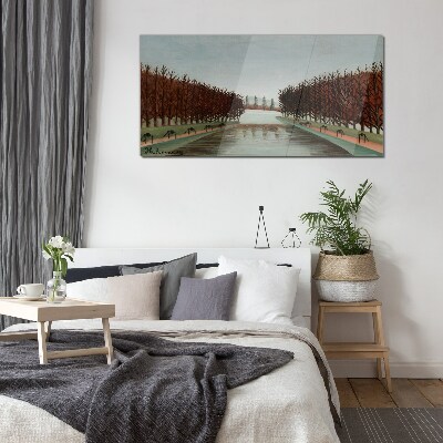 Glasbild Winterlandschaft mit einem Fluss