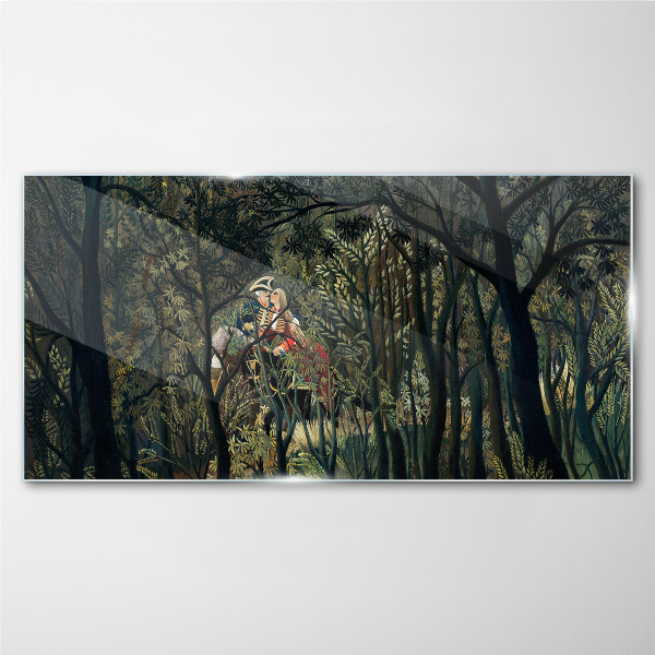 Glasbild Mysteriöser Reiter im Wald