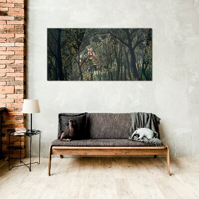 Glasbild Mysteriöser Reiter im Wald