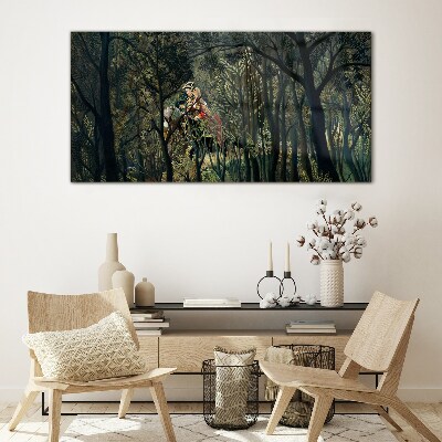 Glasbild Mysteriöser Reiter im Wald