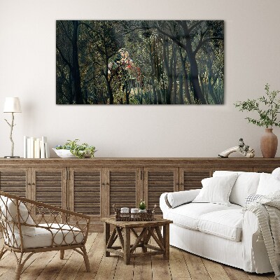 Glasbild Mysteriöser Reiter im Wald