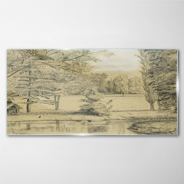 Foto auf glas Eine friedliche Landschaft am Fluss