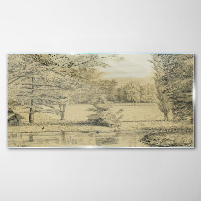 Foto auf glas Eine friedliche Landschaft am Fluss