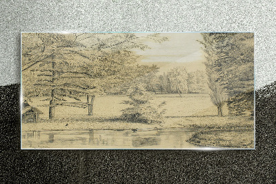 Foto auf glas Eine friedliche Landschaft am Fluss
