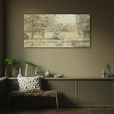Foto auf glas Eine friedliche Landschaft am Fluss
