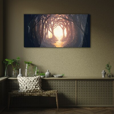 Glasbild Licht im Wald