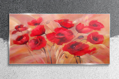 Bild auf glas Rote Mohnblumen in einer Pastellkomposition