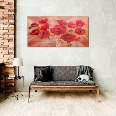 Bild auf glas Rote Mohnblumen in einer Pastellkomposition