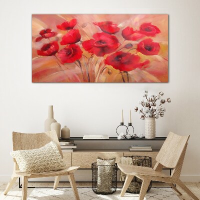 Bild auf glas Rote Mohnblumen in einer Pastellkomposition