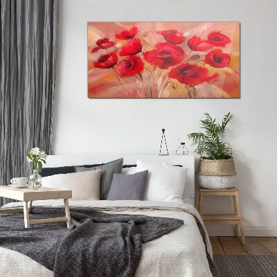 Bild auf glas Rote Mohnblumen in einer Pastellkomposition