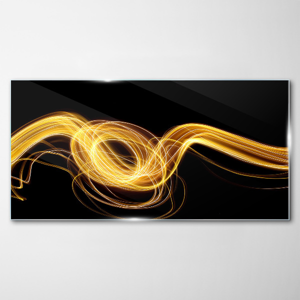Glas bild Goldene Lichtstreifen auf Schwarz
