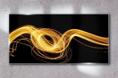 Glas bild Goldene Lichtstreifen auf Schwarz