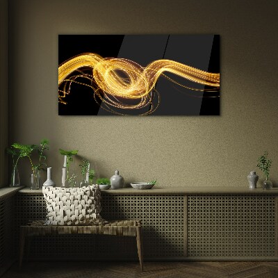 Glas bild Goldene Lichtstreifen auf Schwarz