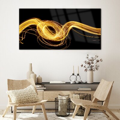 Glas bild Goldene Lichtstreifen auf Schwarz