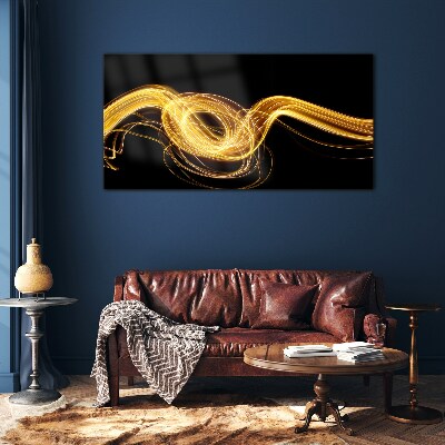Glas bild Goldene Lichtstreifen auf Schwarz