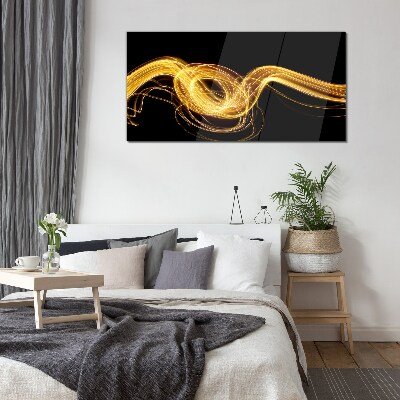 Glas bild Goldene Lichtstreifen auf Schwarz