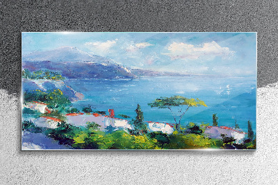 Foto glasbild Meeresberge, blaues Meer