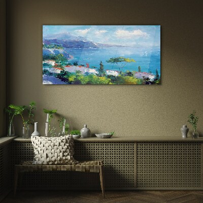 Foto glasbild Meereslandschaft in Blau