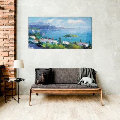Foto glasbild Meereslandschaft in Blau